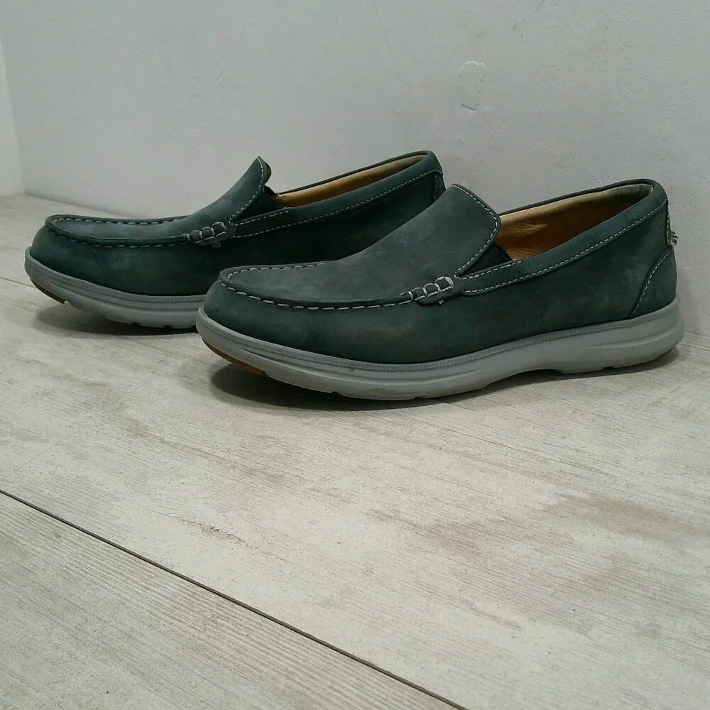 Samuel Hubbard Blue Leather Preppy Boat Shoes Loafer Size 10.5 M